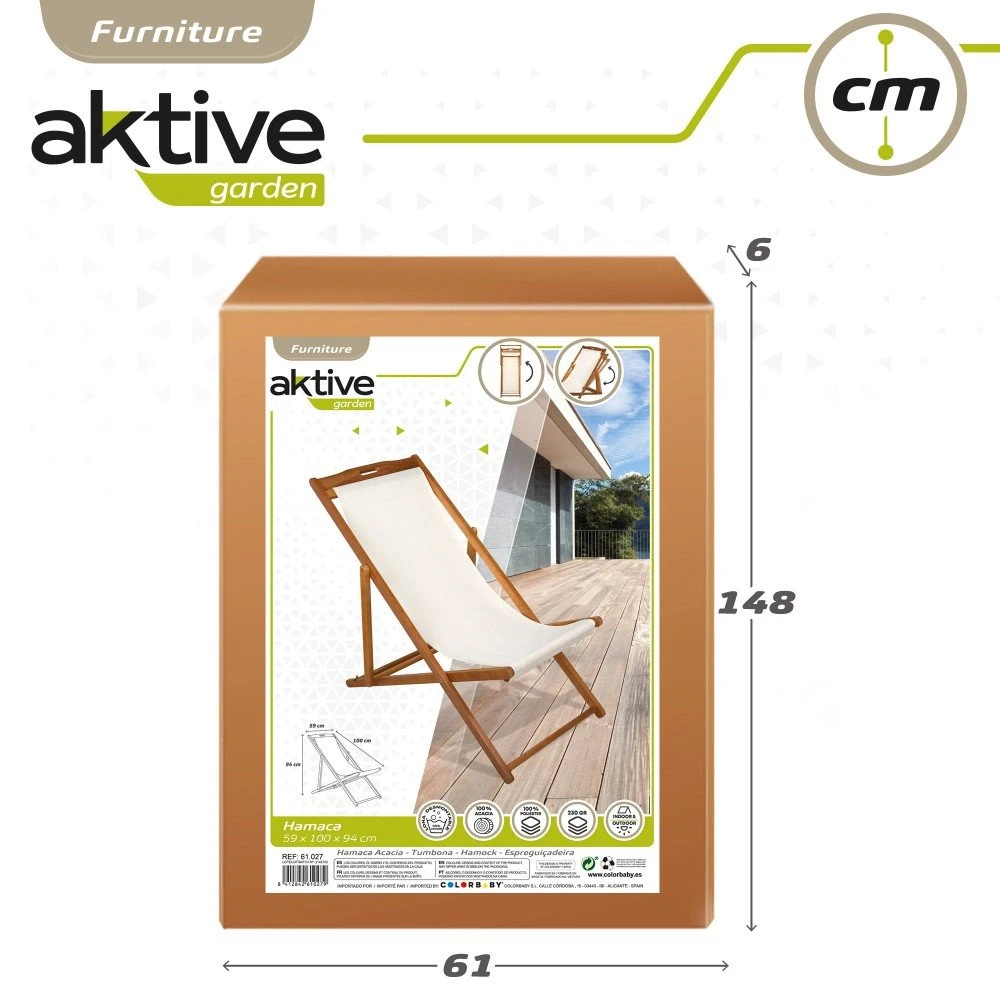Tumbona Plegable De Madera Acacia Aktive Garden 9 Tumbona Plegable De Madera Acacia Aktive Garden - Imagen 7