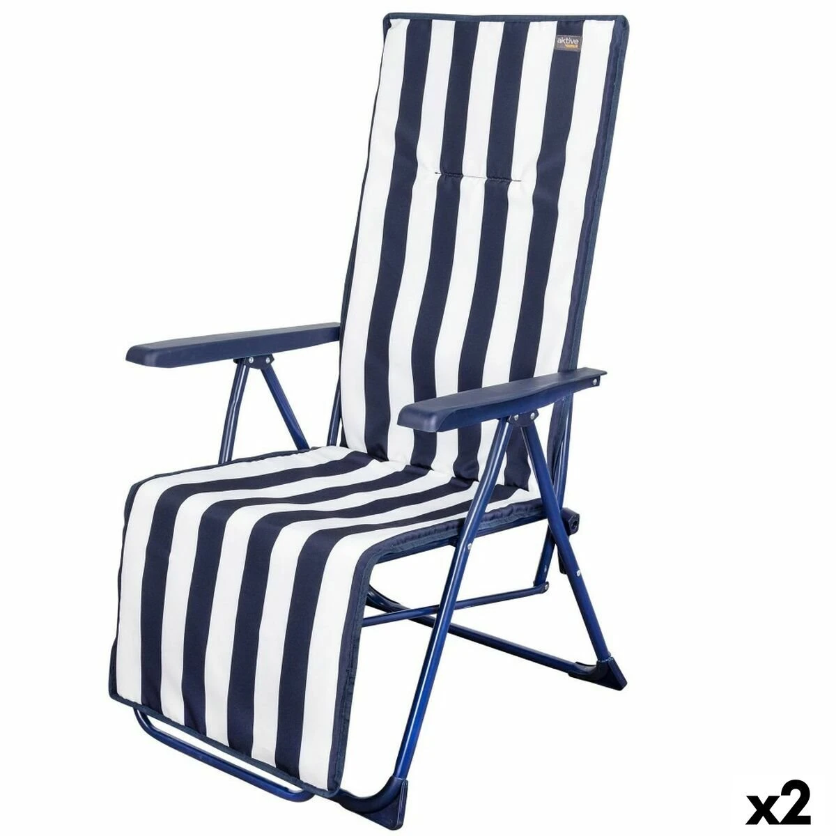 Tumbona Aktive Blanco Azul Marino Reclinable A Rayas 147 X 70 X 48 Cm (2 Unidades) 3 Tumbona Aktive Blanco Azul Marino Reclinable A Rayas 147 X 70 X 48 Cm (2 Unidades)