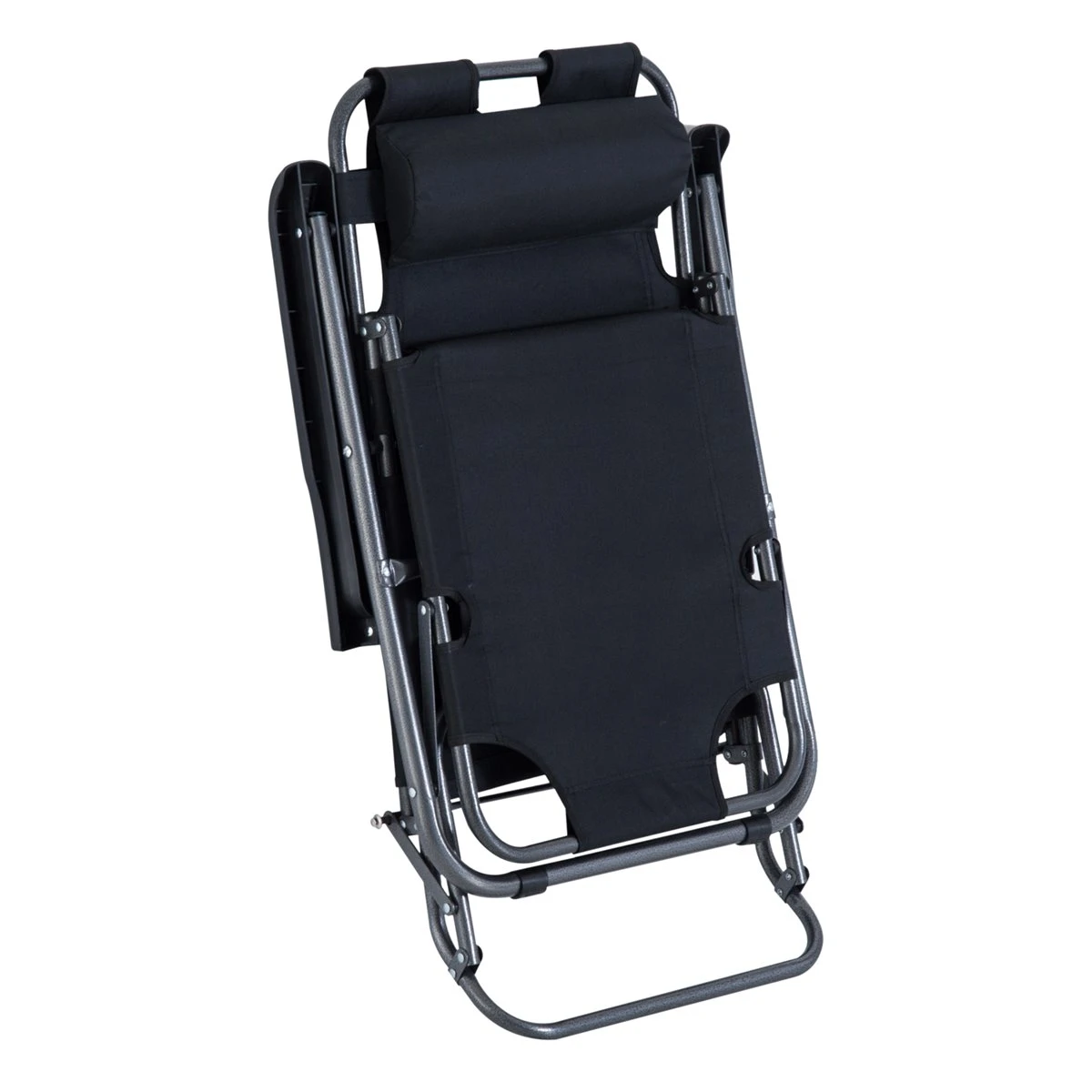 Outsunny Tumbona Reclinable Y Plegable Con Respaldo Ajustable Reposabrazos Almohada Y Reposapiés Para Jardín Balcón Carga 136 Kg 135x60x89 Cm Negro 8 Outsunny Tumbona Reclinable Y Plegable Con Respaldo Ajustable Reposabrazos Almohada Y Reposapiés Para Jardín Balcón Carga 136 Kg 135x60x89 Cm Negro - Imagen 6