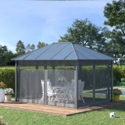Outsunny Cenador De Jardín 4x3 M Aluminio Pabellón Para Exterior Con Techo De Policarbonato Y 4 Mosquiteras Laterales Con Cremalleras Para Fiestas Eventos Gris 16 Outsunny Cenador De Jardín 4x3 M Aluminio Pabellón Para Exterior Con Techo De Policarbonato Y 4 Mosquiteras Laterales Con Cremalleras Para Fiestas Eventos Gris -OUTSUNNY TIENDA 7e6cc48a1192fcff4e0f62ed0fb2c7b1327c8328 441867c1f31c4cf58eaca8d719aba609
