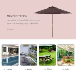 Outsunny Sombrilla Parasol De Madera Ø250x230cm Para Exterior Con 6 Varillas Sistema De Cuerda Con Fijación Desmontable Portátil Fácil De Guardar Y Transportar Café 16 Outsunny Sombrilla Parasol De Madera Ø250x230cm Para Exterior Con 6 Varillas Sistema De Cuerda Con Fijación Desmontable Portátil Fácil De Guardar Y Transportar Café -OUTSUNNY TIENDA 7ed271d8b6e020f67cdc47f972adf60240292baa c038002548744a668431e868515c303c