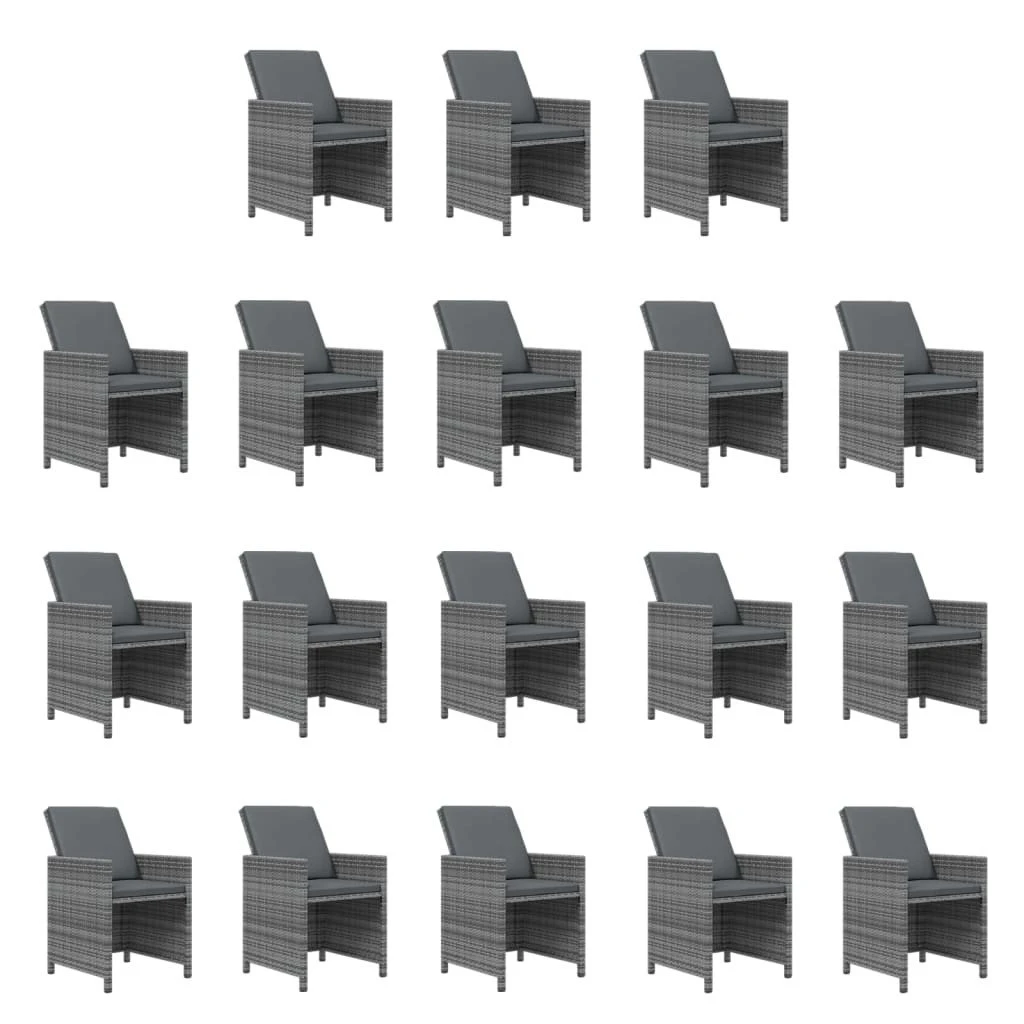Set De Comedor Jardín 19 Pzas Con Cojines Ratán Sintético Gris VidaXL 6 Set De Comedor Jardín 19 Pzas Con Cojines Ratán Sintético Gris VidaXL - Imagen 4