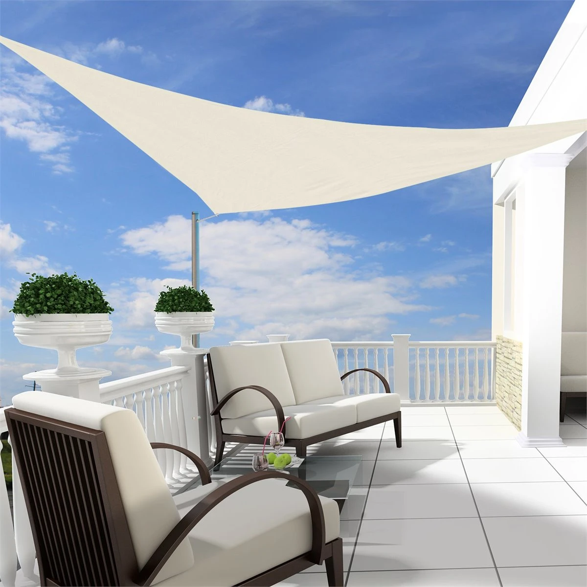 Outsunny Toldo Vela 5x5x5m Triangulo Color Crema Sombrilla Parasol Terraza Jardin Camping 4 Outsunny Toldo Vela 5x5x5m Triangulo Color Crema Sombrilla Parasol Terraza Jardin Camping - Imagen 2