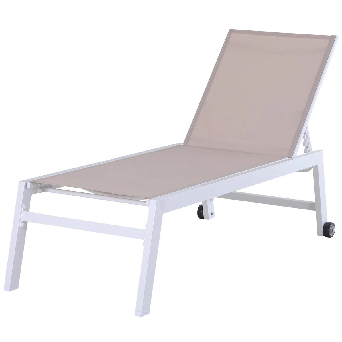 Outsunny Tumbona Multiposiciones De Jardín Con Respaldo Reclinable En 5 Posiciones De Aluminio Y Texteline Carga 160 Kg Para Patio Terraza 202x65x43 Cm Beige 3 Outsunny Tumbona Multiposiciones De Jardín Con Respaldo Reclinable En 5 Posiciones De Aluminio Y Texteline Carga 160 Kg Para Patio Terraza 202x65x43 Cm Beige