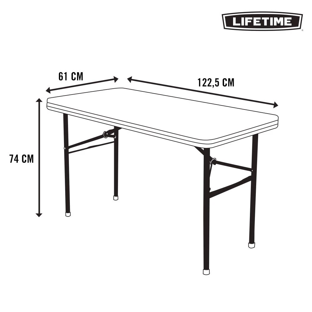 Mesa Patas Plegables Rectangular Crema LIFETIME 122 X 61 X 74 Cm 10 Mesa Patas Plegables Rectangular Crema LIFETIME 122 X 61 X 74 Cm - Imagen 8