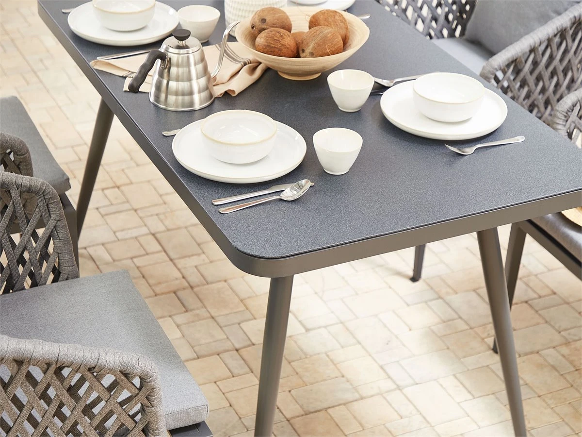 Mesa De Jardín De Metal Gris Oscuro 140 X 80 Cm LIPARI 6 Mesa De Jardín De Metal Gris Oscuro 140 X 80 Cm LIPARI - Imagen 4