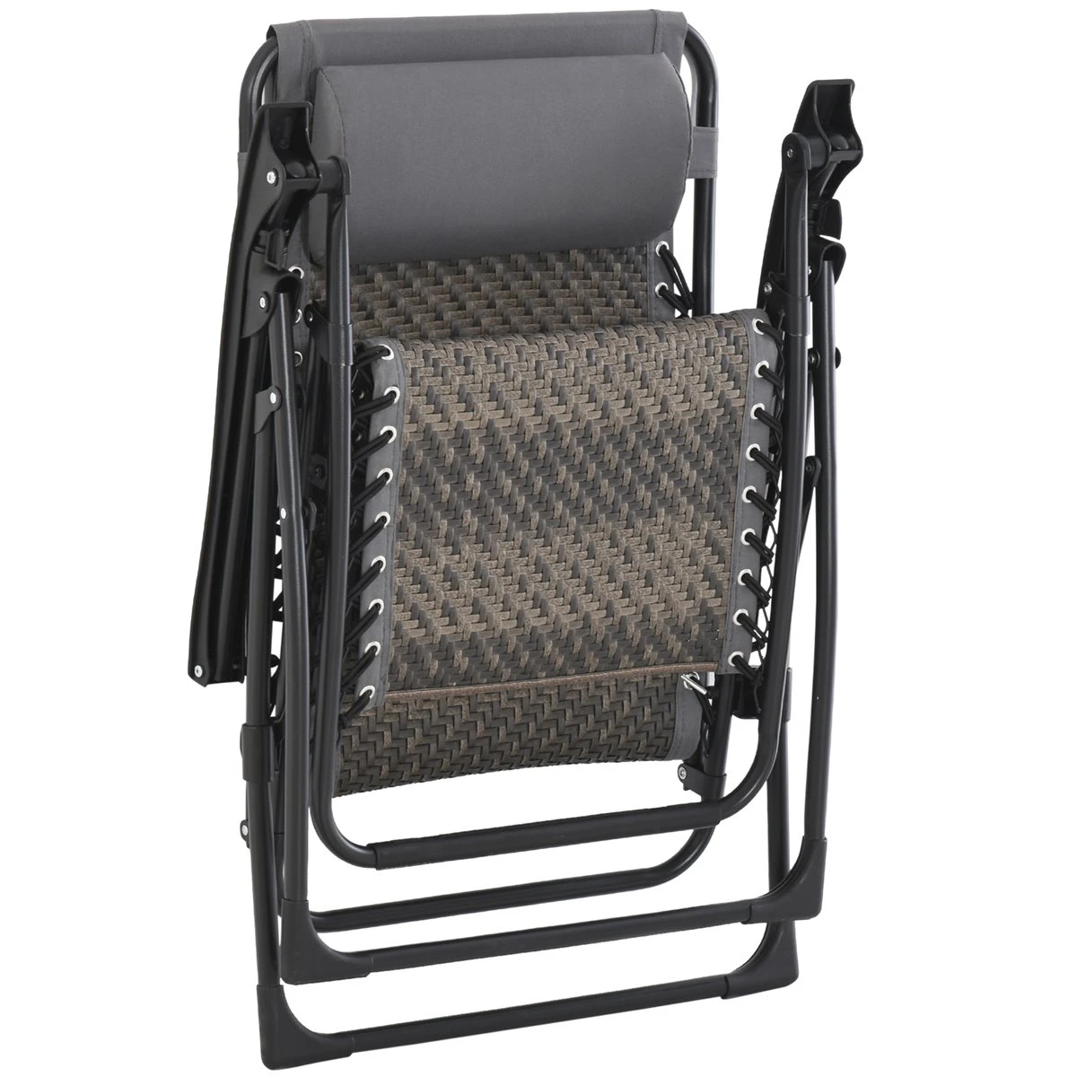 Outsunny Tumbona Plegable De Ratán Con Respaldo Ajustable Reposacabezas Extraíble Portavasos Y Soporte Para Teléfono Jardín Terraza Al Aire Libre 65x70x110 Cm Gris 6 Outsunny Tumbona Plegable De Ratán Con Respaldo Ajustable Reposacabezas Extraíble Portavasos Y Soporte Para Teléfono Jardín Terraza Al Aire Libre 65x70x110 Cm Gris - Imagen 4