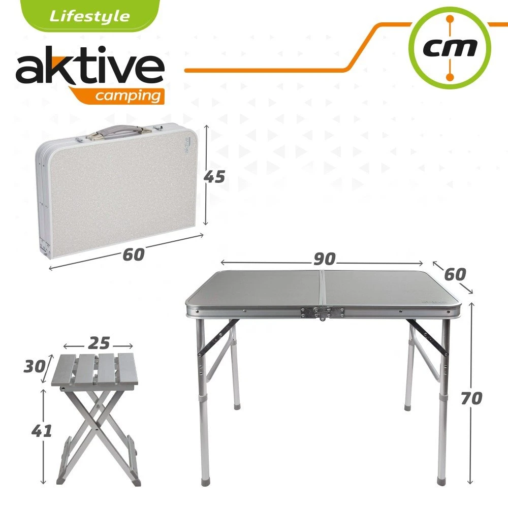 Mesa Plegable Camping Con 2 Taburetes Aktive 8 Mesa Plegable Camping Con 2 Taburetes Aktive - Imagen 6
