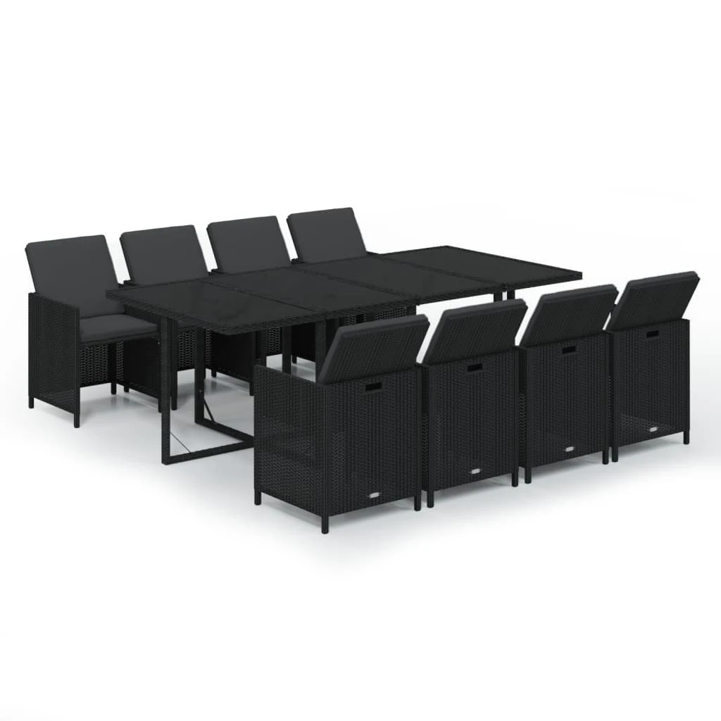 Set De Comedor Jardín 9 Pzas Con Cojines Ratán Sintético Negro VidaXL 4 Set De Comedor Jardín 9 Pzas Con Cojines Ratán Sintético Negro VidaXL - Imagen 2