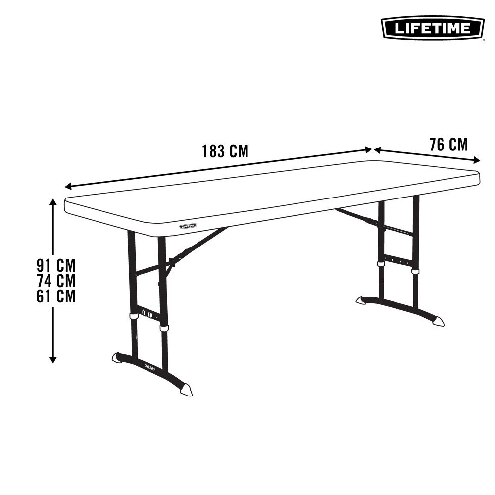 Mesa Plegable Ajustable En Altura LIFETIME 183x76x61-91 Cm 10 Mesa Plegable Ajustable En Altura LIFETIME 183x76x61-91 Cm - Imagen 8