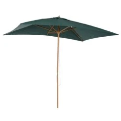 Outsunny Sombrilla Parasol 3x2m Y Altura 2,5m Jardín Terraza Poliéster 180 G/m² Y Madera Verde Oscuro
