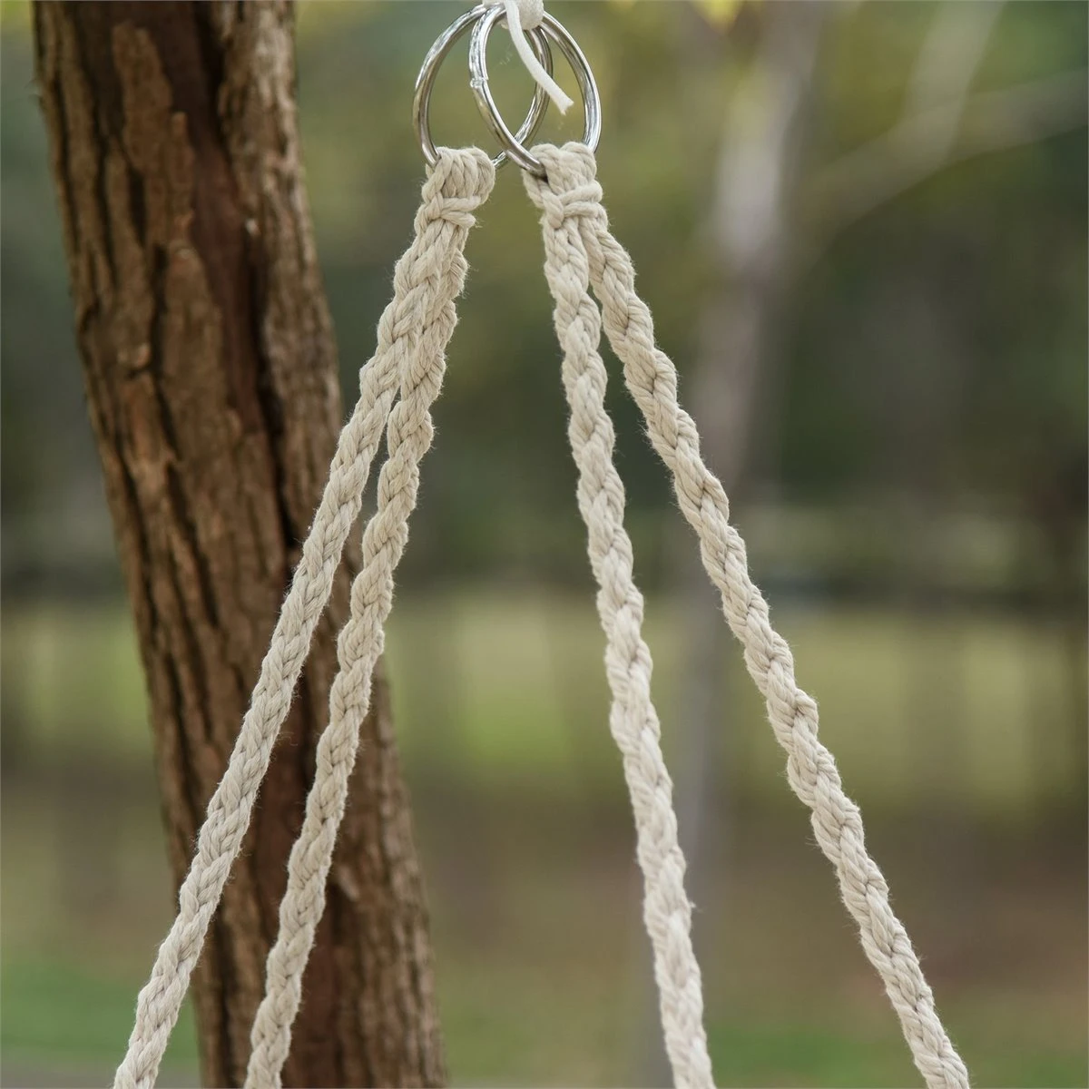 Outsunny Silla Colgante Redondo De Ø60 Cm Silla Hamaca Columpio Con Cojín Y Cuerda De Algodón Para Interior Y Exterior 80x80x42 Cm Beige 6 Outsunny Silla Colgante Redondo De Ø60 Cm Silla Hamaca Columpio Con Cojín Y Cuerda De Algodón Para Interior Y Exterior 80x80x42 Cm Beige - Imagen 4