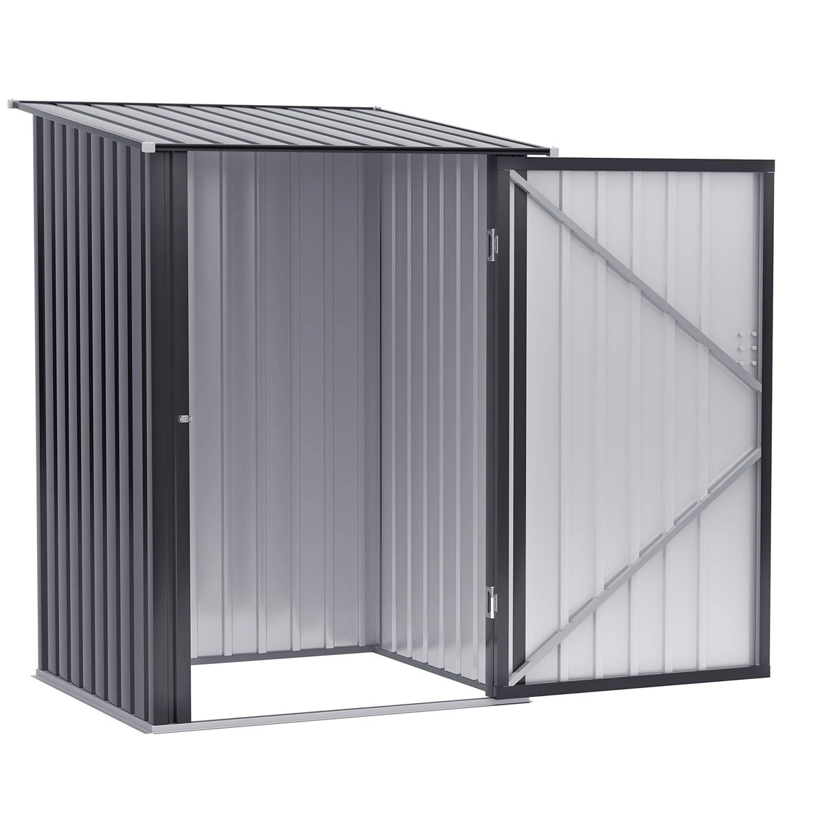 Outsunny Caseta De Jardín 0,92 M² 100x103x160 Cm Cobertizo Exterior De Acero Galvanizado Con Puerta Cerradura Y Techo Inclinado Para Almacenamiento De Herramientas Gris Oscuro 6 Outsunny Caseta De Jardín 0,92 M² 100x103x160 Cm Cobertizo Exterior De Acero Galvanizado Con Puerta Cerradura Y Techo Inclinado Para Almacenamiento De Herramientas Gris Oscuro - Imagen 4