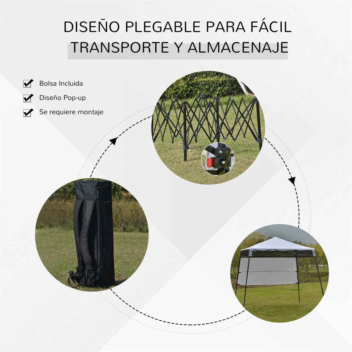 Outsunny Carpa Plegable 2,2x2,2x2m Con Lateral Altura Ajustable Protección UV 50+ De Acero Y Tela Oxford Con Bolsa De Transporte Blanco 6 Outsunny Carpa Plegable 2,2x2,2x2m Con Lateral Altura Ajustable Protección UV 50+ De Acero Y Tela Oxford Con Bolsa De Transporte Blanco - Imagen 4