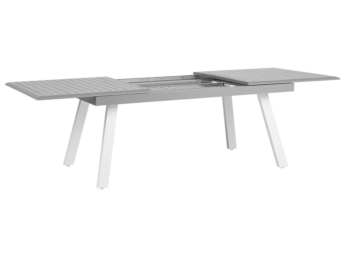 Mesa De Jardín Extensible De Metal Gris Claro/blanco 175/255 X 100 Cm PERETA 9 Mesa De Jardín Extensible De Metal Gris Claro/blanco 175/255 X 100 Cm PERETA - Imagen 7
