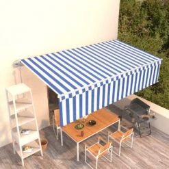 Toldo Automático Retráctil Con Persiana 6x3 M Azul Y Blanco VidaXL -OUTSUNNY TIENDA 8aebf3b401d9bb9246438488f76b2cdf1794294f 97cca77182dc46a0a355a5a6bbd55e81