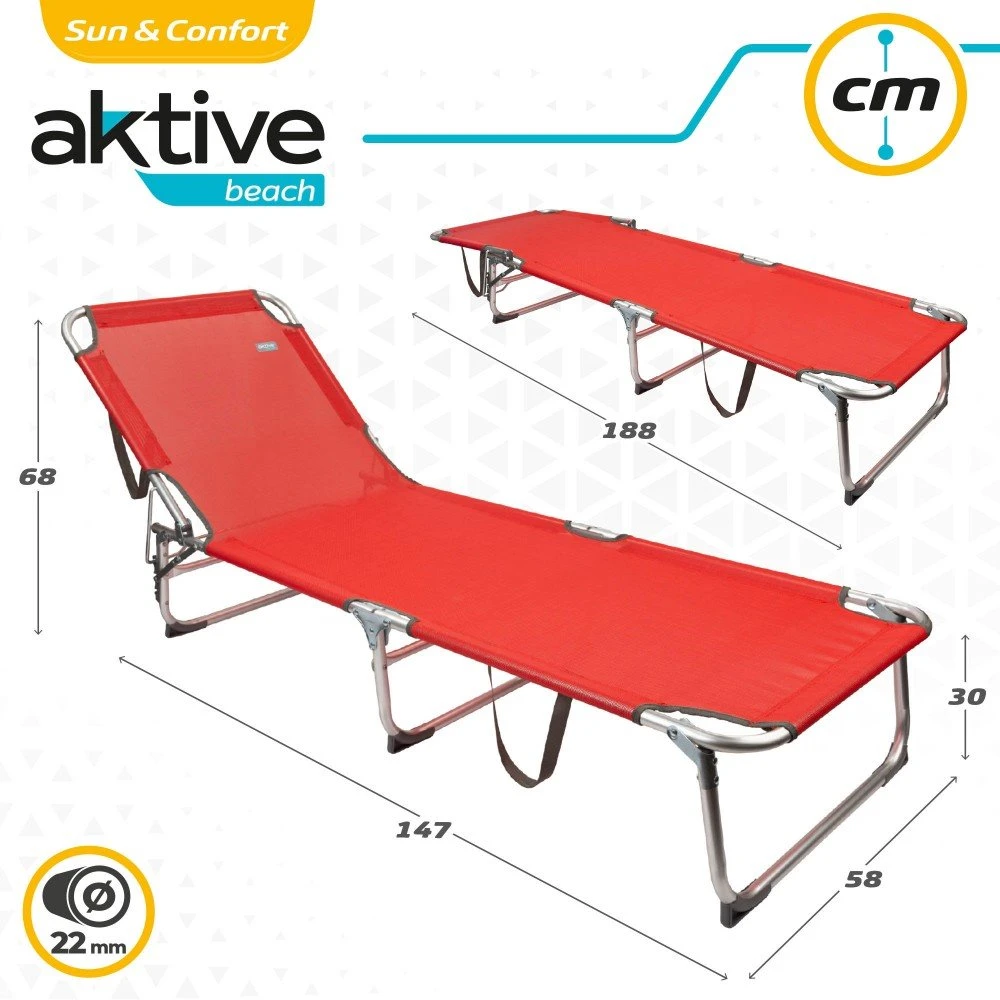 Tumbona De Playa Plegable Con Respaldo Reclinable Aktive Beach 8 Tumbona De Playa Plegable Con Respaldo Reclinable Aktive Beach - Imagen 6