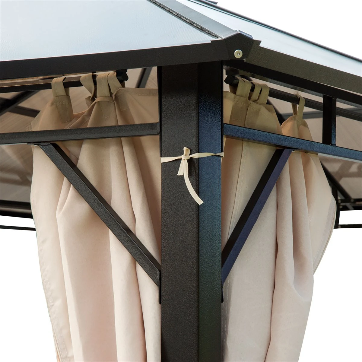 Outsunny Cenador De Jardín 3,65x3 M Pabellón De Acero Con Techo De Policarbonato De 6 Mm Protección UV 50+ Y 4 Cortinas Laterales De Cremallera Para Fiestas Beige 6 Outsunny Cenador De Jardín 3,65x3 M Pabellón De Acero Con Techo De Policarbonato De 6 Mm Protección UV 50+ Y 4 Cortinas Laterales De Cremallera Para Fiestas Beige - Imagen 4