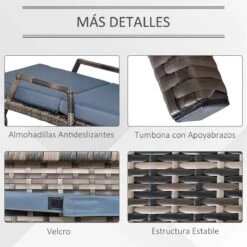 Outsunny Conjunto De 2 Tumbonas De Ratán De Jardín Con Cojines Acolchados Respaldo Ajustable En 5 Posiciones 2 Ruedas Y Tela Extraíble Lavable 67x196x51 Cm Gris -OUTSUNNY TIENDA 8c15bbe0ab62266356baf8ea91aebffefe10dcc1 fe2cbb5b25e645ffb0e4efad111abfe2