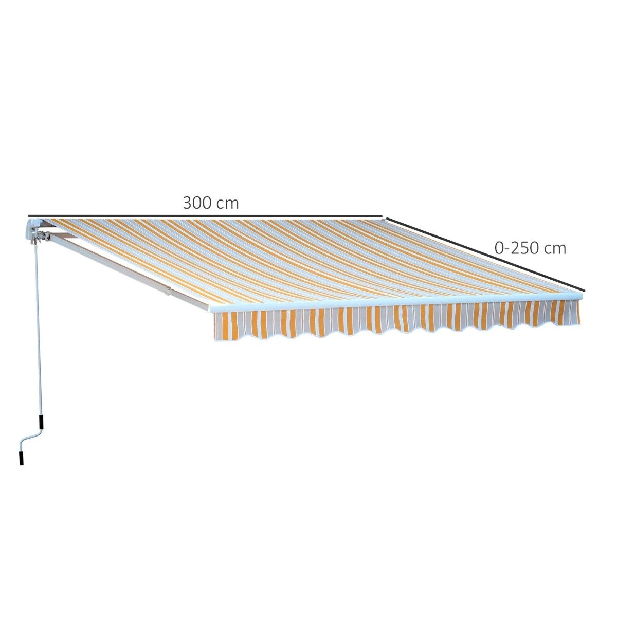 Outsunny Toldo Retráctil Con Manivela Toldo De 300x250cm Con Brazo Articulado De Aluminio Y Poliéster 280g/m² Rayas Naranja Beige Y Blanco 5 Outsunny Toldo Retráctil Con Manivela Toldo De 300x250cm Con Brazo Articulado De Aluminio Y Poliéster 280g/m² Rayas Naranja Beige Y Blanco - Imagen 3