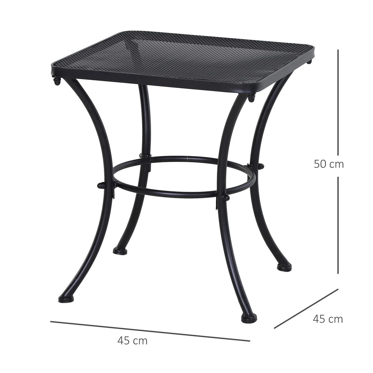Outsunny Mesa De Jardín Cuadrada Mesa Auxiliar Exterior Con Estructura De Metal Para Patio Terraza Balcón Carga 30 Kg 45x45x50 Cm Negro 5 Outsunny Mesa De Jardín Cuadrada Mesa Auxiliar Exterior Con Estructura De Metal Para Patio Terraza Balcón Carga 30 Kg 45x45x50 Cm Negro - Imagen 3