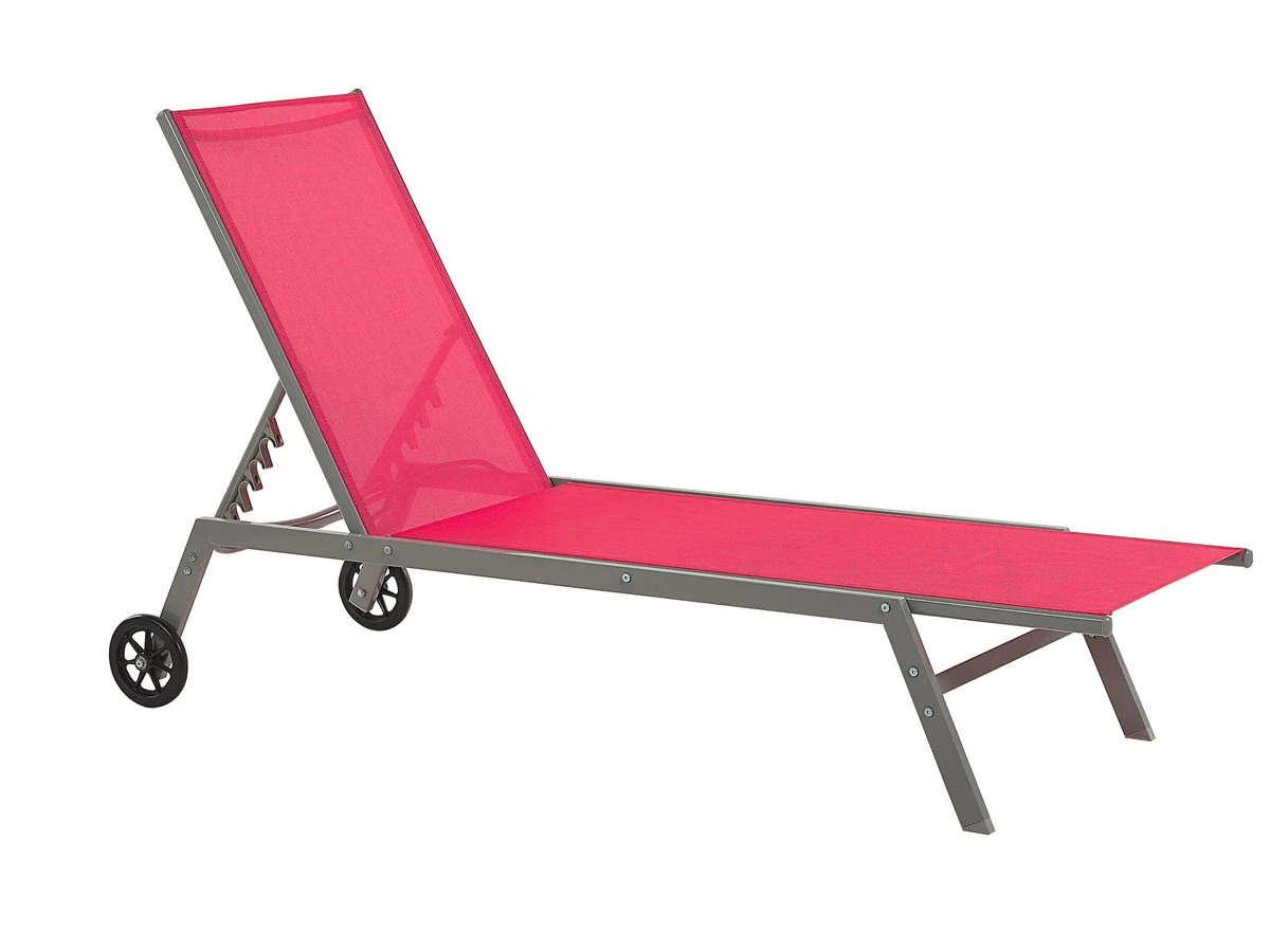 Tumbona De Metal/textil Trenzado Rojo/negro LEVANZO 7 Tumbona De Metal/textil Trenzado Rojo/negro LEVANZO - Imagen 5