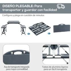 Outsunny Mesa Maleta De Camping Plegable Portátil 4 Asientos Y Agujero Sombrilla Estructura Aluminio Playa Picnic 136x84,5x66 Cm (Gris) 18 Outsunny Mesa Maleta De Camping Plegable Portátil 4 Asientos Y Agujero Sombrilla Estructura Aluminio Playa Picnic 136x84,5x66 Cm (Gris) -OUTSUNNY TIENDA 8d7b3c813a80e6cc8d73113c5214bb2da3e5503b 7765d1730a81419ea0e50f29628cb5c6