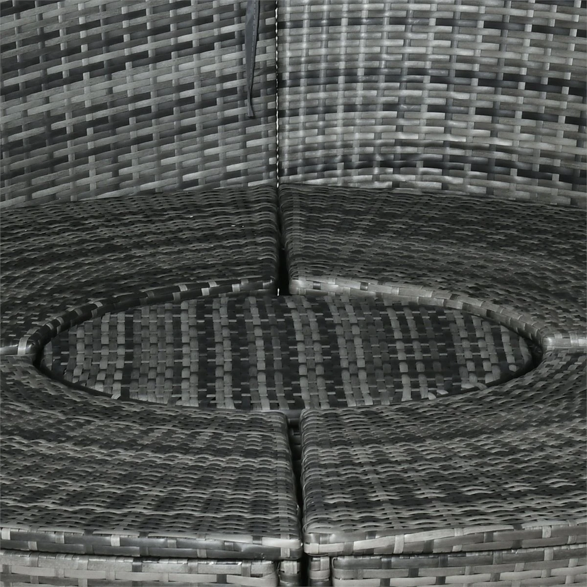 Outsunny Isla De Ratán Modular Para Exterior 5 Piezas Tumbona Redonda Con Toldo Plegable Cojines Extraíbles Lavables Y 3 Almohadas Marco De Metal 175x180x147 Cm Gris 14 Outsunny Isla De Ratán Modular Para Exterior 5 Piezas Tumbona Redonda Con Toldo Plegable Cojines Extraíbles Lavables Y 3 Almohadas Marco De Metal 175x180x147 Cm Gris - Imagen 12