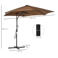 Outsunny Sombrilla Voladizo De Jardín Ø295x245 Cm Parasol Excéntrico Manivela Manual Con 6 Varillas De Metal Ventilación Y Base Cruzada Para Patio Terraza Exterior Marrón -OUTSUNNY TIENDA 8df164d61fe763deb191c0bcaa81e1da1e6fe4cc ee18165b3e9c45da9c0ce255ff7c85f6