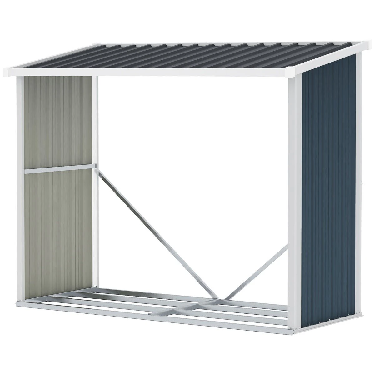 Outsunny Casetilla Para Leña Acero Galvanizado Cobertizo Leñero De Almacenamiento De Troncos Con Techo Inclinado Para Jardín Terraza Exterior 185x84x133,5/148,5 Cm Gris 3 Outsunny Casetilla Para Leña Acero Galvanizado Cobertizo Leñero De Almacenamiento De Troncos Con Techo Inclinado Para Jardín Terraza Exterior 185x84x133,5/148,5 Cm Gris