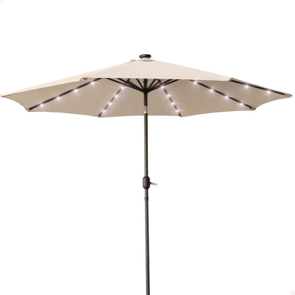 Sombrilla Para Jardín Octogonal 32 Luces LED Inclinable Aktive 3 Sombrilla Para Jardín Octogonal 32 Luces LED Inclinable Aktive