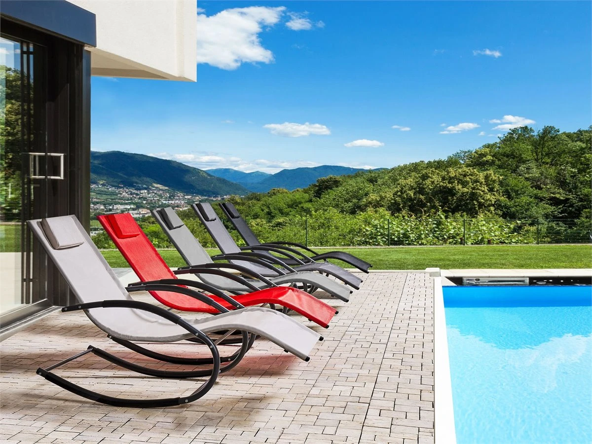 Tumbona De Jardín Mecedora Gris Oscuro CARANO II 6 Tumbona De Jardín Mecedora Gris Oscuro CARANO II - Imagen 4