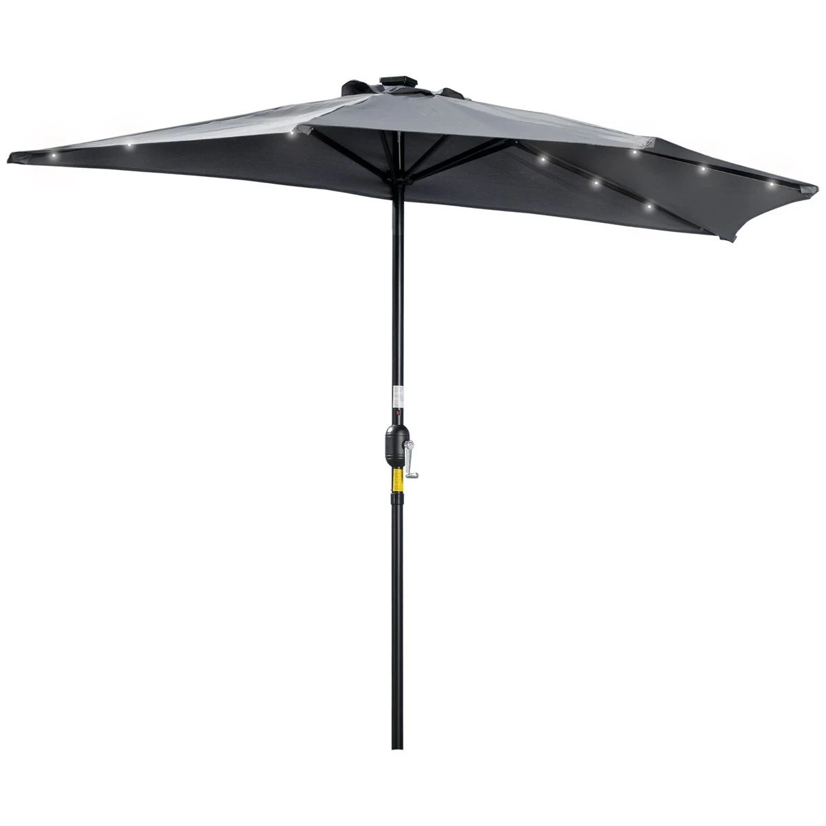 Outsunny Sombrilla Semicircular Con 24 Luces LED Solar 270x135x240 Cm Parasol De Jardín Con Manivela Techo De Ventilación Para Pared Terraza Gris 3 Outsunny Sombrilla Semicircular Con 24 Luces LED Solar 270x135x240 Cm Parasol De Jardín Con Manivela Techo De Ventilación Para Pared Terraza Gris