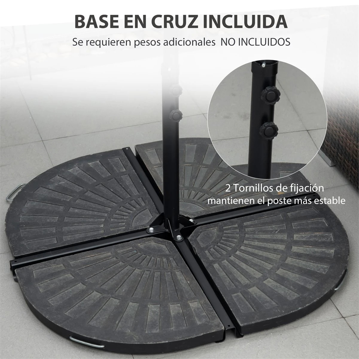 Outsunny Sombrilla De Jardín Ø256x245 Cm Parasol Excéntrico Rotación De 360° Con Apertura Manual Y Base Cruzada Para Patio Terraza Exterior Beige 8 Outsunny Sombrilla De Jardín Ø256x245 Cm Parasol Excéntrico Rotación De 360° Con Apertura Manual Y Base Cruzada Para Patio Terraza Exterior Beige - Imagen 6