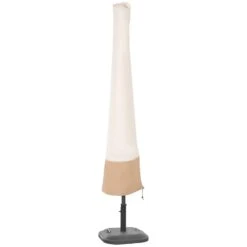 Outsunny Funda Para Sombrilla De Jardín Impermeable De Tela Oxford 600D Ø60x190 Cm Funda Protectora De Parasol Con Banda Elástica Y Cremallera Para Patio Terraza Exterior Beige