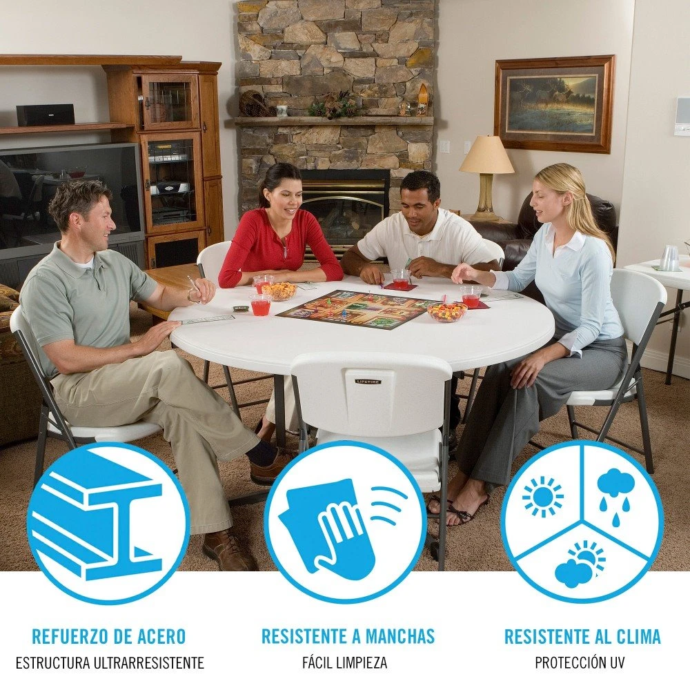 Mesa Redonda Plegable Blanco LIFETIME Ø152 X 75,5 Cm 6 Mesa Redonda Plegable Blanco LIFETIME Ø152 X 75,5 Cm - Imagen 4