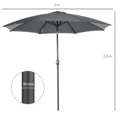 Outsunny Sombrilla De Jardín Ø300x240 Cm Parasol De Terraza Con Manivela Techo Inclinable Y 8 Varillas De Metal Para Patio Balcón Exterior Gris 13 Outsunny Sombrilla De Jardín Ø300x240 Cm Parasol De Terraza Con Manivela Techo Inclinable Y 8 Varillas De Metal Para Patio Balcón Exterior Gris -OUTSUNNY TIENDA 906aa37ede18f273c03de6c9691d92b29eda54fe 783cfad3aca04d828e454a2be4705724