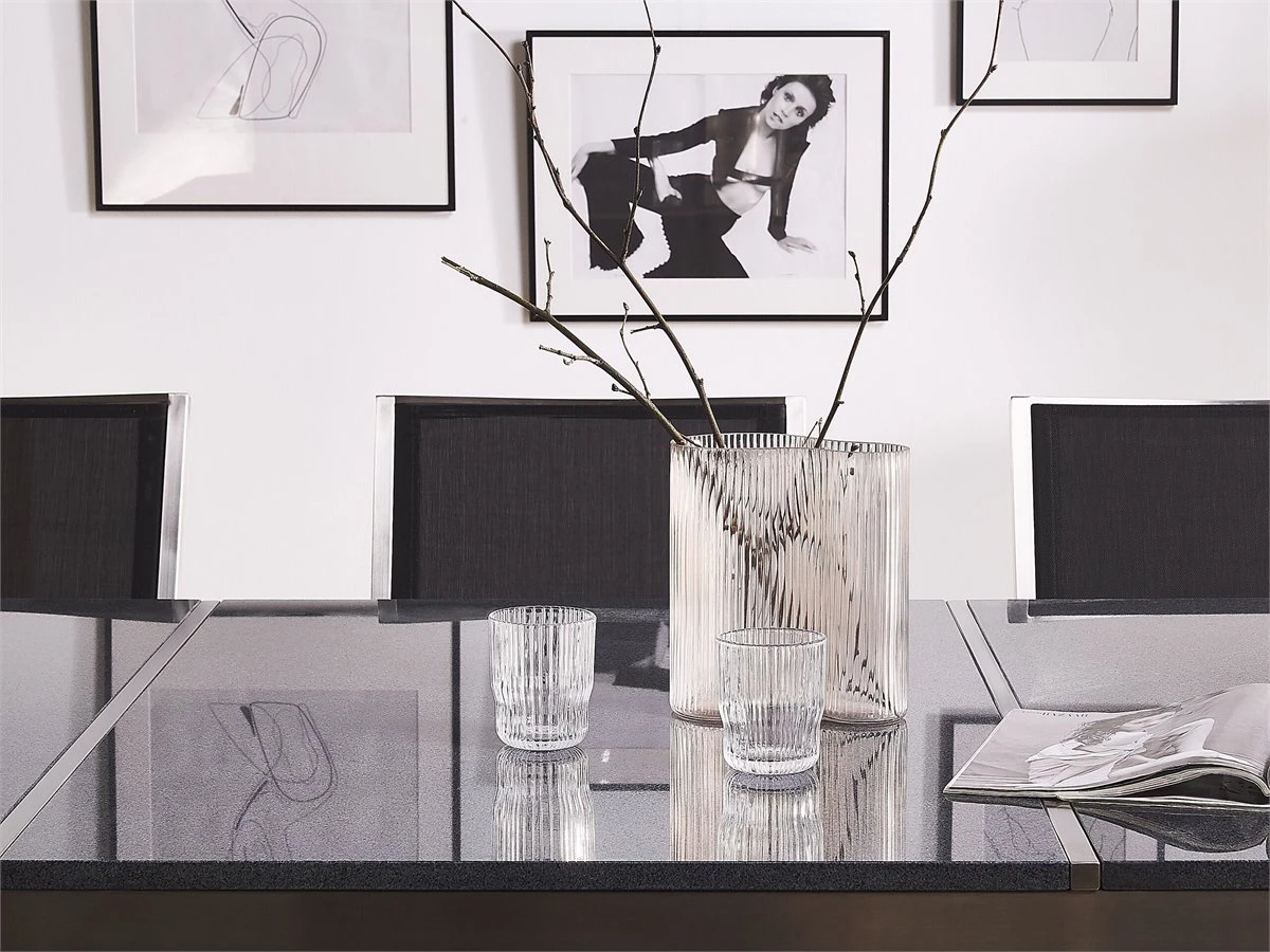 Mesa De Comedor De Metal/granito Gris Oscuro/plateado 220 X 100 Cm GROSSETO 8 Mesa De Comedor De Metal/granito Gris Oscuro/plateado 220 X 100 Cm GROSSETO - Imagen 6