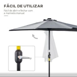 Outsunny Sombrilla Semicircular Con 24 Luces LED Solar 270x135x240 Cm Parasol De Jardín Con Manivela Techo De Ventilación Para Pared Terraza Gris 16 Outsunny Sombrilla Semicircular Con 24 Luces LED Solar 270x135x240 Cm Parasol De Jardín Con Manivela Techo De Ventilación Para Pared Terraza Gris -OUTSUNNY TIENDA 91814d3fe6fc3ea7ab8c66d404a46e9946c45944 b017b2ba732047ddbdeef7295b525adb