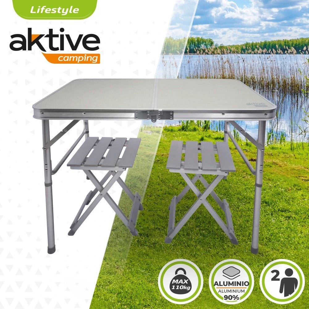 Mesa Plegable Camping Con 2 Taburetes Aktive 4 Mesa Plegable Camping Con 2 Taburetes Aktive - Imagen 2