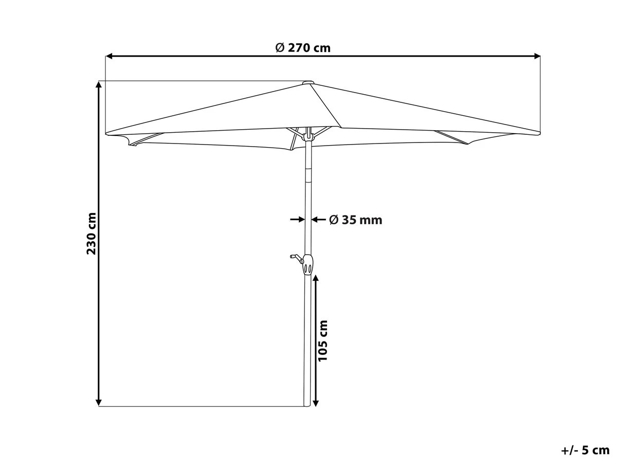 Sombrilla De Jardín De Poliéster Gris Claro 270 Cm VARESE 5 Sombrilla De Jardín De Poliéster Gris Claro 270 Cm VARESE - Imagen 3