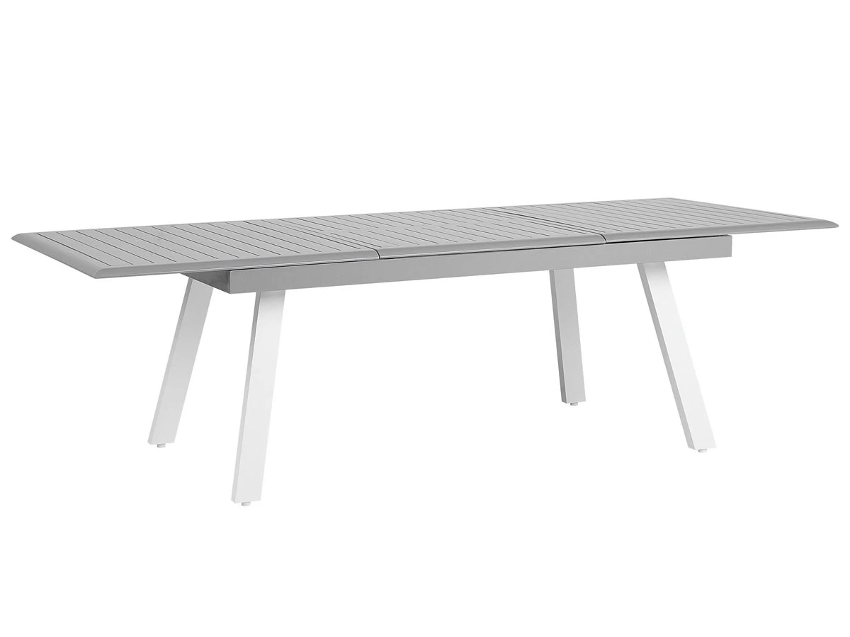 Mesa De Jardín Extensible De Metal Gris Claro/blanco 175/255 X 100 Cm PERETA 4 Mesa De Jardín Extensible De Metal Gris Claro/blanco 175/255 X 100 Cm PERETA - Imagen 2