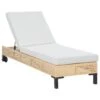 Outsunny Tumbona De Ratán Sintético Chaise Longue Con Respaldo Ajustable En 5 Posiciones Cojín Acolchado Y 2 Ruedas Para Jardín Terraza Acero 200x65x31 Cm Natural Y Beige
