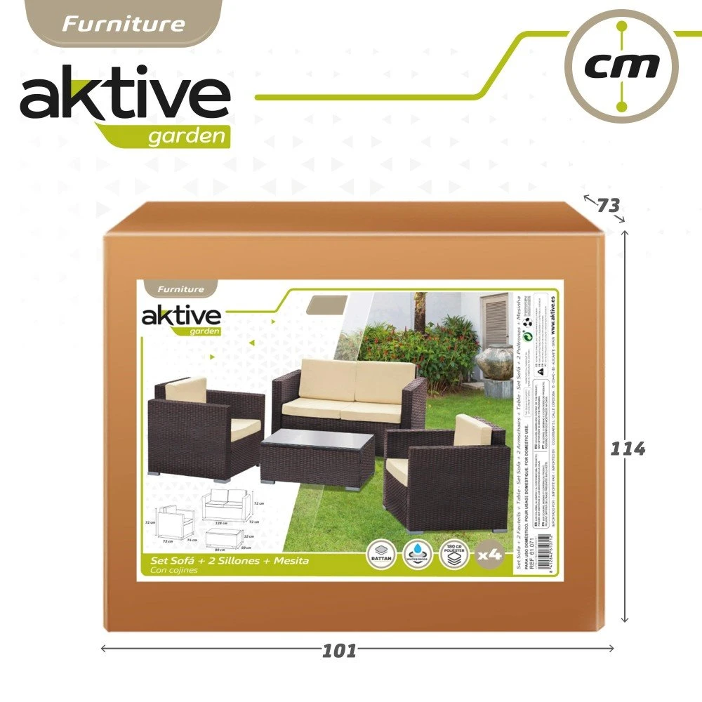 Conjunto Muebles Terraza Sillones, Sofá Y Mesita Ratán Aktive 11 Conjunto Muebles Terraza Sillones, Sofá Y Mesita Ratán Aktive - Imagen 9