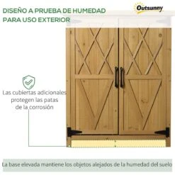 Outsunny Armario De Madera De Jardín 75x40x90 Cm 0,24 M² Para Almacenamiento De Herramientas Con 2 Puertas 4 Estantes Y Techo Galvanizado Para Exterior Terraza Natural -OUTSUNNY TIENDA 981433c6311016252ce1162ad3317ad40a8d5004 07272cea645e4c24bda4603b2bb411b1