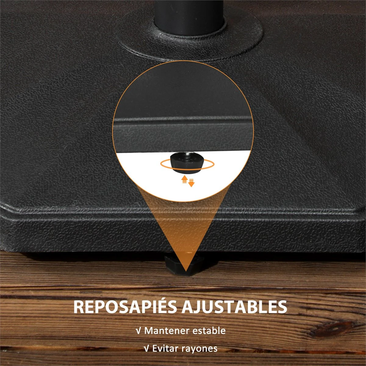 Outsunny Base De Sombrilla Peso 18 Kg Soporte Para Parasol De Cemento Para Mástil De Ø32/34/38 Mm Pie De Parasol Para Jardín Balcón 46x46x39 Cm Negro 8 Outsunny Base De Sombrilla Peso 18 Kg Soporte Para Parasol De Cemento Para Mástil De Ø32/34/38 Mm Pie De Parasol Para Jardín Balcón 46x46x39 Cm Negro - Imagen 6