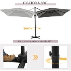 Outsunny Sombrilla De Jardín De Aluminio 245x245x245 Cm Parasol Excéntrico Con Manivela Giratorio 360° Inclinación De 5 Niveles Tela Desmontable Y Ventilación Para Patio Terraza Gris 14 Outsunny Sombrilla De Jardín De Aluminio 245x245x245 Cm Parasol Excéntrico Con Manivela Giratorio 360° Inclinación De 5 Niveles Tela Desmontable Y Ventilación Para Patio Terraza Gris -OUTSUNNY TIENDA 999e0b3239c8bd96675a5a284d77e9238a72a2ef 34eb0ea68ba146d0b63a95de5f80ca93