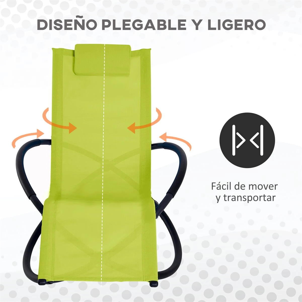 Outsunny Tumbona Mecedora De Jardín Con Reposacabezas Extraíble Sillón Tumbona Ergonómica De Exterior Plegable Tela De Texteline Para Patios Piscina Al Aire Libre 80x154x84 Cm Verde 8 Outsunny Tumbona Mecedora De Jardín Con Reposacabezas Extraíble Sillón Tumbona Ergonómica De Exterior Plegable Tela De Texteline Para Patios Piscina Al Aire Libre 80x154x84 Cm Verde - Imagen 6