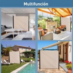 Outsunny Toldo Lateral Retráctil Exterior 350x180cm Pantalla De Privacidad Contra Sol Viento Visión Para Jardín Patio Balcón Tejado Hecho De Aluminio Poliéster Montar Utilizar Fácil Beige -OUTSUNNY TIENDA 9a2d6afb695a182515776c60727ed3fa9028fa60 6bd5e8eda16b4ae2931de04ddfec6171