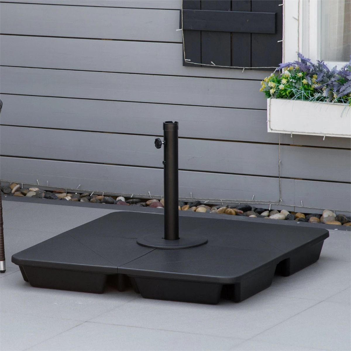 Outsunny 4 Pesos Para Base De Sombrilla Rellenable De Arena 80 Kg Con Asa 4 Piezas Para Base Cruzada De Parasol Sombrilla Cantilever Para Jardín Exterior 89x89x11 Cm Negro 4 Outsunny 4 Pesos Para Base De Sombrilla Rellenable De Arena 80 Kg Con Asa 4 Piezas Para Base Cruzada De Parasol Sombrilla Cantilever Para Jardín Exterior 89x89x11 Cm Negro - Imagen 2